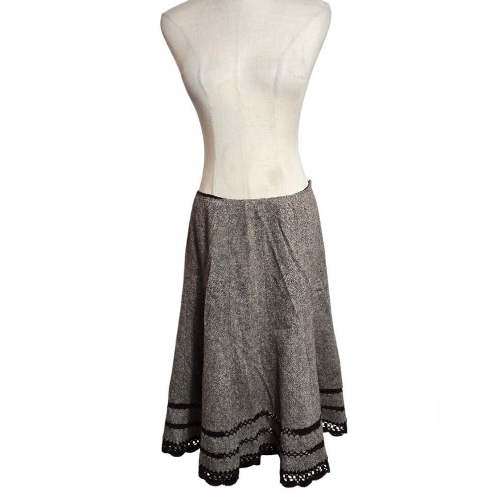 Talbots Brown Wool Blend and Crochet Skirt